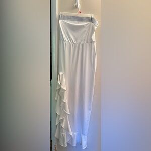 Beautiful white strapless dress with silver going around the top